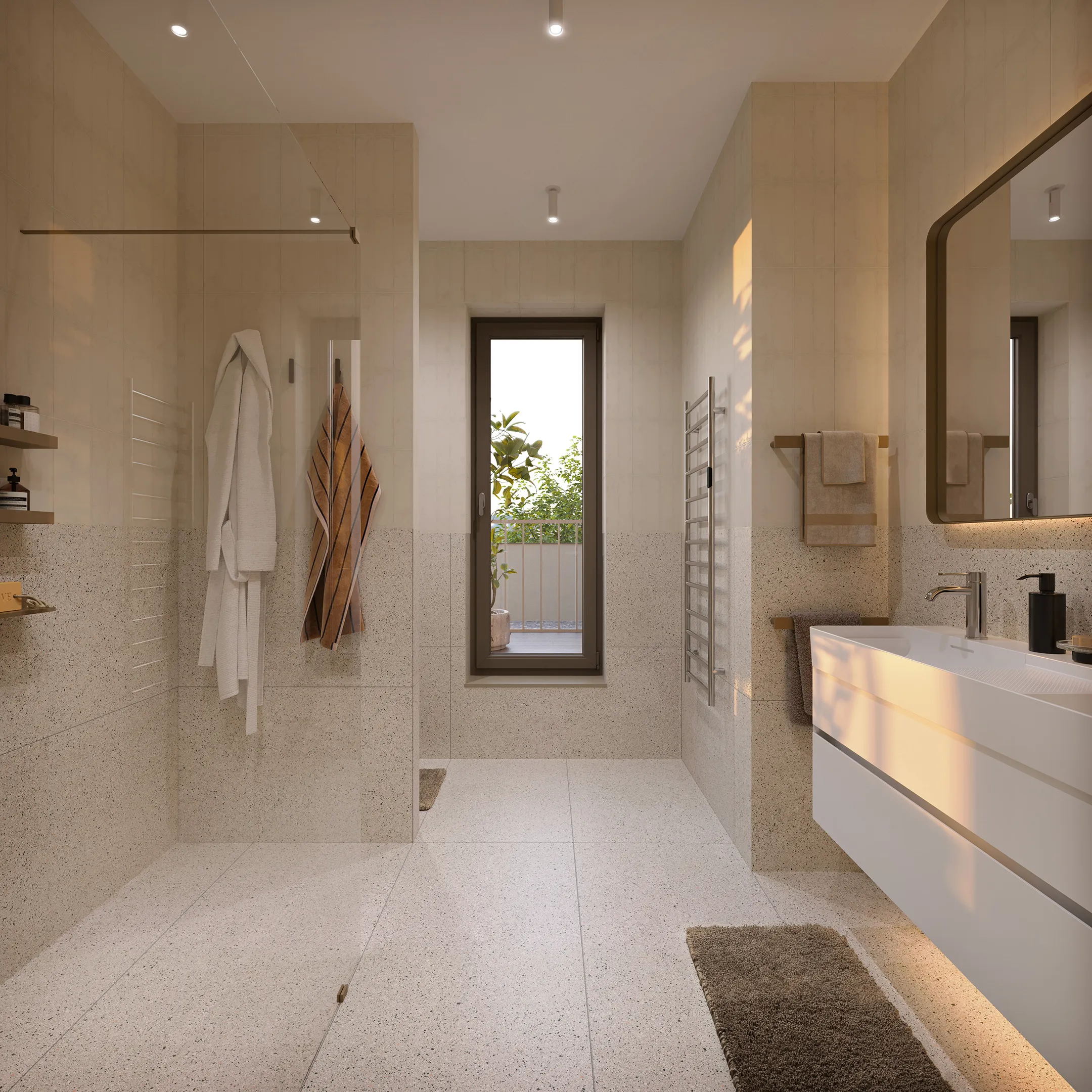 Bathroom with a window and a view