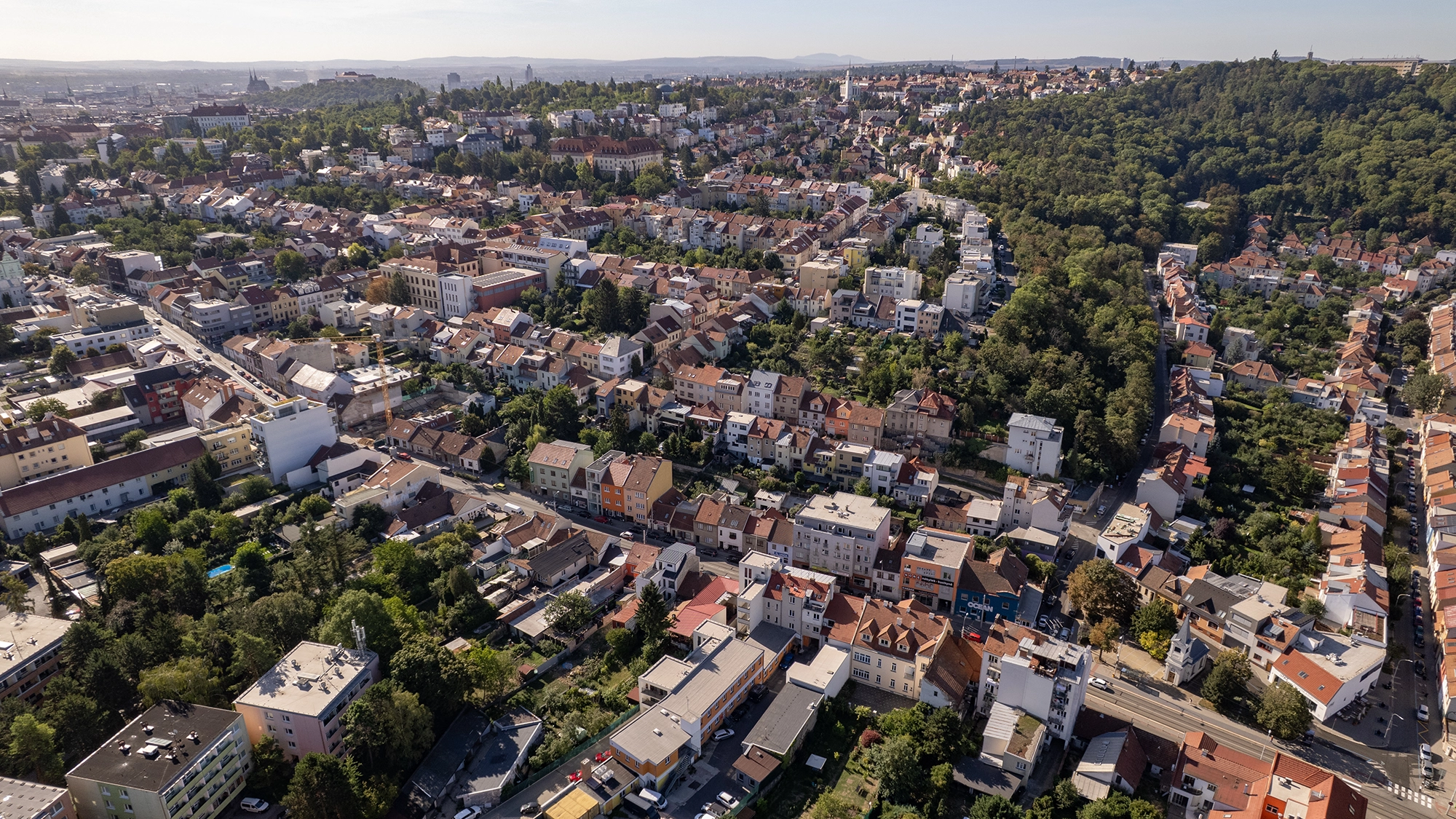 Pohled na centrum Brna od rezidence Montgomery